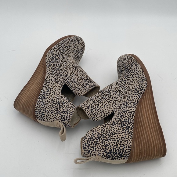 Toms Speckled Ankle Booties Black Cream wedge women 7.5 suede polka dot casual - Picture 6 of 13